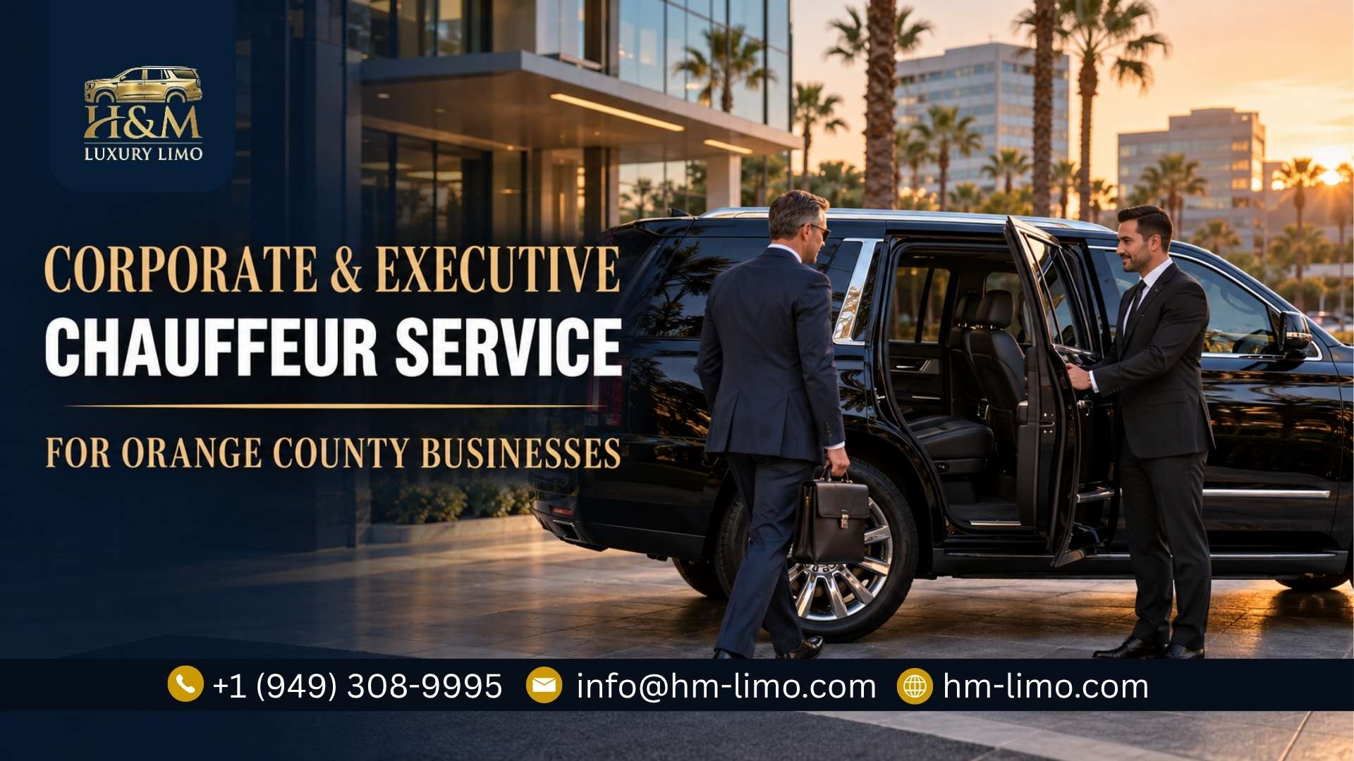 corporate-executive-chauffeur-service-orange-county-businesses.jpg Corporate executive chauffeur opening a luxury SUV passenger door for a business traveler in Orange County