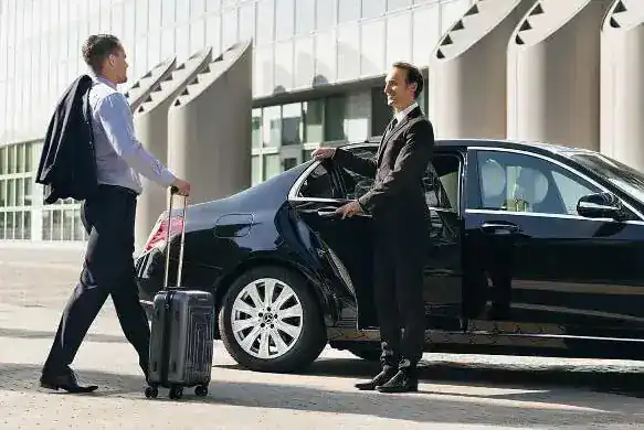 Premium chauffeured vehicle on a city street